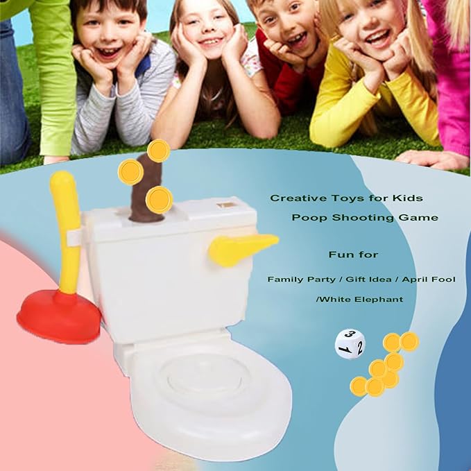 Toilet Flush Game for Kids Funny Toliet Crazy Shoot Toy for 2-5 Players Creative Gags &Joke Toys for White Elephant Gift April Fool's Day