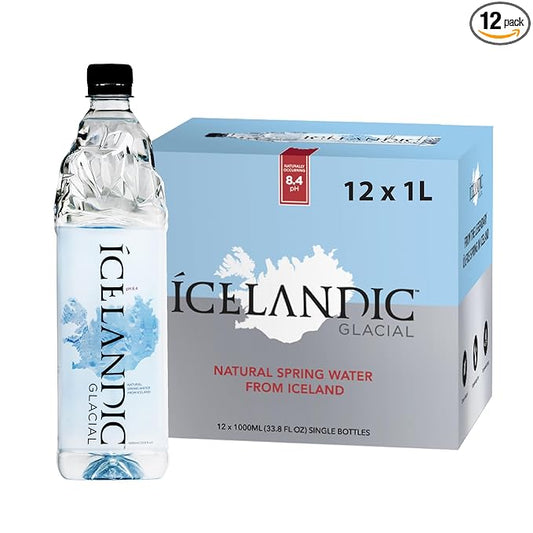 Icelandic Glacial Natural Spring Alkaline Water, 33.81 Fl Oz (Pack of 12), 405.6 Fl Oz