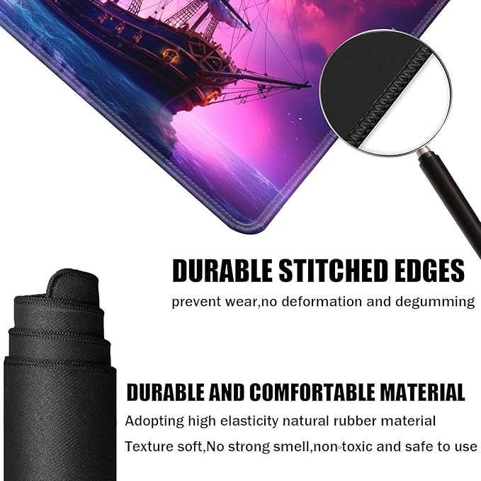 Board Game for TCG Playmat Table Mats Games Size 60X35 cm Mousepad Compatible for MTG RPG CCG Trading Card Game Play mats with 6 Dice (Playmat 149) Vintage Sailing Ship