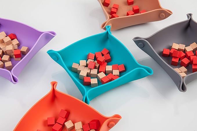 Collapsible Board Game Storage Bowls, Portable Folding Tray Accessory Holds Tabletop Bits, Components, Pieces, Dices for Classic & Modern Gaming, RPG Roleplaying (5-Pack) (Macoron Color)