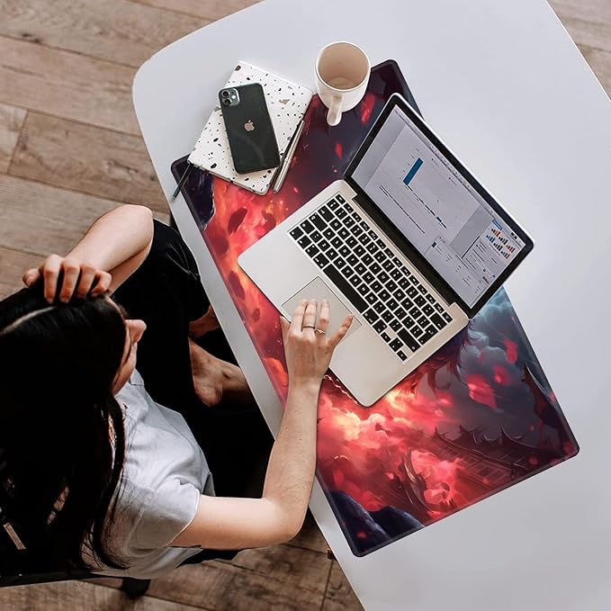 Playmat with Zones for MTG Card Game Playing, Game Mats Tabletop Magic Play Mats 24"x14" Commander Deck Gaming Desk Duel Mat Card Gameplay Mats for Beginner, Cat Demon