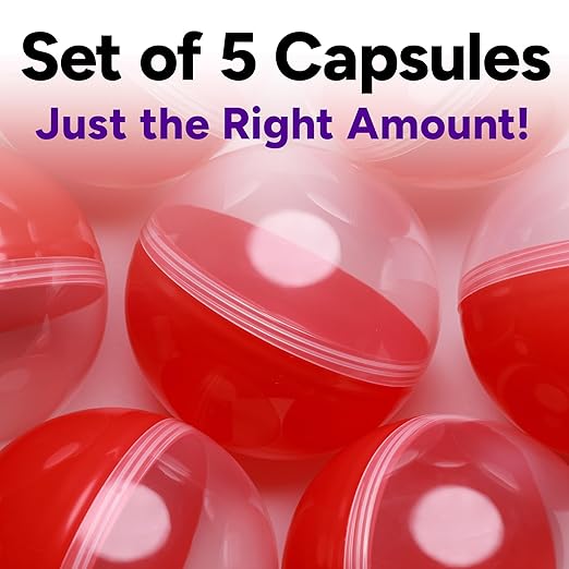 Big Claw Machine Capsules Translucent Red Plastic Sphere Large Party Favor Containers Round 5 pcs 6.3 inch Jumbo Plastic Christmas Ornaments Extra Large Gift Box Craft Party Supplies Vending Capsules