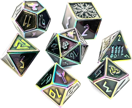 Norse Foundry Set of 7 Fallen Star Norse Series Full Metal Polyhedral Dice RPG Math Games DND Pathfinder