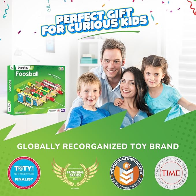 Smartivity Foosball Table Soccer Indoor Games for Kids Age 6-14 Years | Birthday Gifts for Boys & Girls | DIY STEM Educational Science Toy for Kids Age 6,7,8,9,10,11,12,13,14 Years