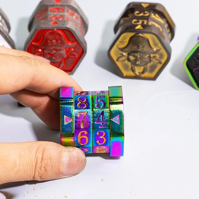 MTG Life Counter Wheel Metal Life Counter MTG Tracker, Mini Dice Set, Gift Box Packaging for Cards, MTG Compatible Board Games, DND Game Accessories (Colorful)