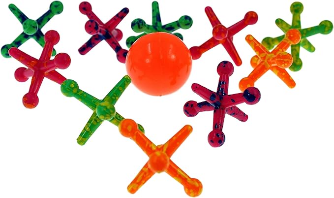 JA-RU Jumbo Jax Toy Set (3 Pack) Soft Rubber Jacks Game with Ball | Classic Old Fashioned Games for Kids | 90s Toys Nostalgia, Vintage Stocking Stuffers & Party Favor. 6569-3p