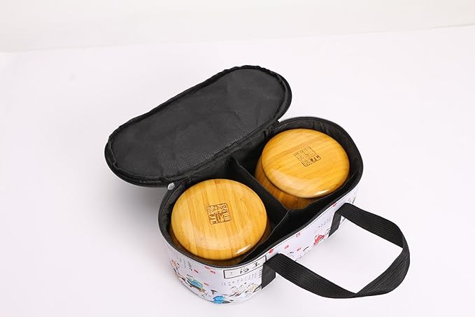 Go Game Set Reversible 19x19 / 13x13 Bamboo Game Board with Single Convex Ceramic Stone 361pcs and Bamboo Go Bowls, 2 Players Board Game