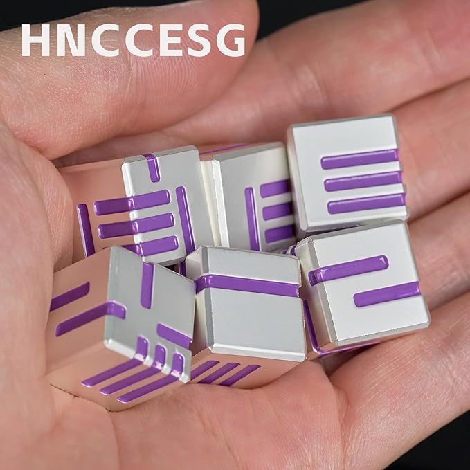 16MM 6 Sided Dice Set,Metal D6 Dice Set White Purple Line Round Edges Game Dice, with Gift Box for DND Dungeons and Dragons Role Playing Game(White Purple)