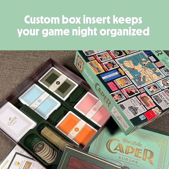 Caper Europe | Strategic Two-Player Board Game for Ages 10+ | Fast-Paced Card Drafting Heist Across Europe | Travel-Friendly Box with Stunning Art | Perfect for Couples and Family Game Night