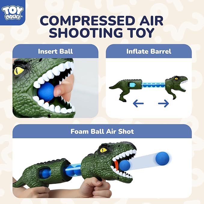 TOY Life Dinosaur Shooting Toys for Kids 5-7 with 2 Air Pump Guns, Target Shooting Games with 36 Foam Balls, Outdoor Activities Games for Kids Competition Game Gift for Boys