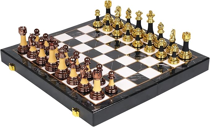 15" Acrylic Chess Sets for Adults Kids with Zinc Alloy + Acrylic Chess Pieces & Portable Folding Wooden Chess Board Travel Tournament Chess Set Strategy Board Game Gift – Chessmen