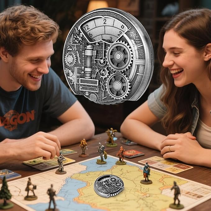 Spinner DND Dice Set, 7-in-1 Fingertip Gyro Metallic DND Dice, DND Starter Set, Dungeon Gears Dice Spinner for DND Dice Set, D&D Gifts with Gift Box, Role Playing Game Board Game Accessories, Silver