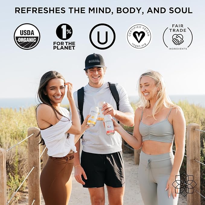 Steaz - Organic Green Tea - Superfruit (12 Pack) - Antioxidant Brew - 65mg Natural Caffeine, 90 Calories, Vitamin C - Cane Sugar Sweetened Iced Tea - Vegan, Fair Trade - 12 Cans, 16 fl oz (473mL)