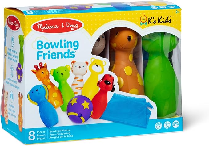 Melissa & Doug K's Kids Bowling Friends Play Set and Game With 6 Pins and Convenient Carrying Case