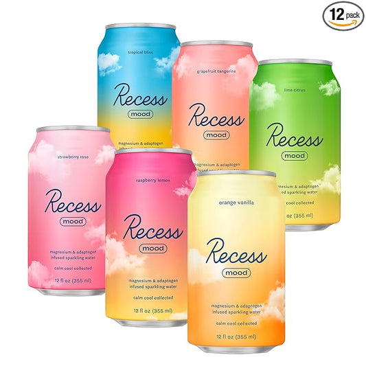 Recess Mood Magnesium Supplement Drink Calming Beverage, 12 Ounce (Variety Pack, 12 Pack) *Greatest Hits Sampler*