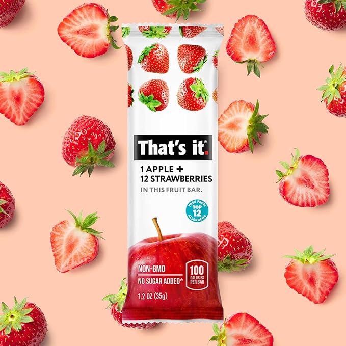 That's it. Fruit Bars 12 Variety Pack 100% Natural Real Fruit Bar, High Fiber Vegan, Gluten Free, Paleo, Non-GMO, No Sugar (6 Strawberry, 6 Blueberry)