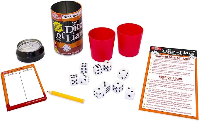 6 Pack Family Dice Games for Kids and Adults 4-8, 8-12 - Tin Can Travel Table Games and Activities, Farkle, Snake Eyes, Bunco, Dice of Liars, More | Family Game Night Bundle