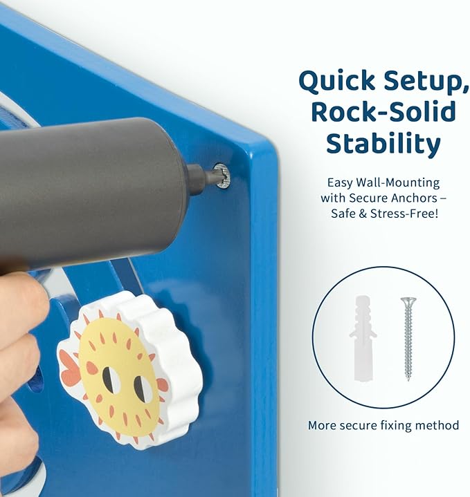 Whale Wall Busy Board Panel, Montessori Sensory Toy, Toddler Learning Activity Center, Toddler Learning Activity Center, Interactive Toys, Wooden Sensory Wall Develops Kids Skills in All Aspects