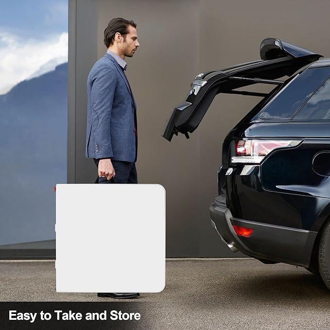 4 ft Plastic Folding Table with Carrying Handle, Straight Legs for Camping, Wedding, Kitchen, Beach - White