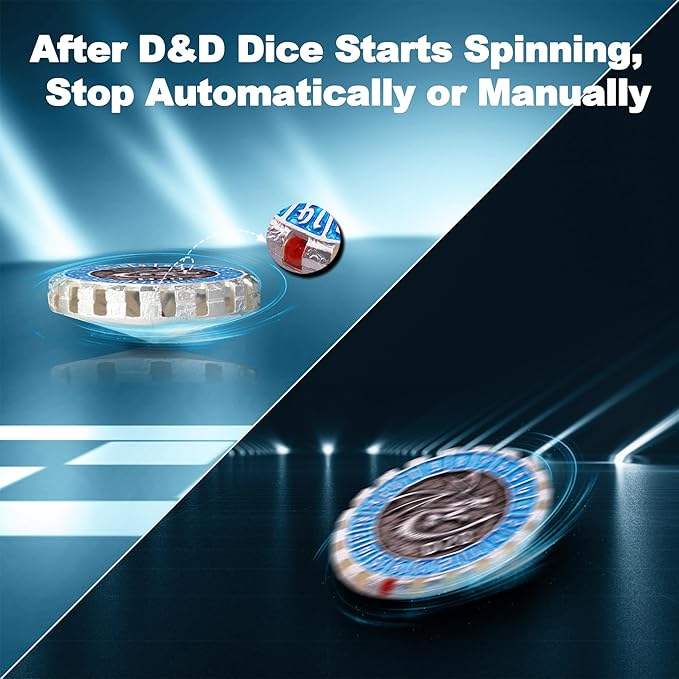 Metal DND Dice Set Spinning Dungeons and Dragon Dice Set Metal Dragon Polyhedral Magic 7 PCS Dice Set with Gift Box for Dungeons and Dragons Table Games Play Cards MTG(GyroDice_Pearl Silver Blue)