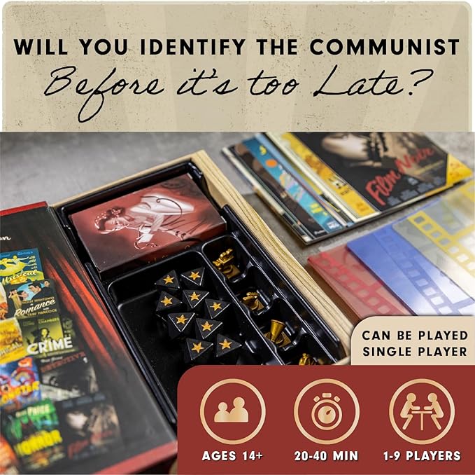 Hollywood 1947 Board Game, Movie Making Game for Friends and Family, Board Game of Cards, Strategy, and Deceit, for 1-9 Players, Ages 14+