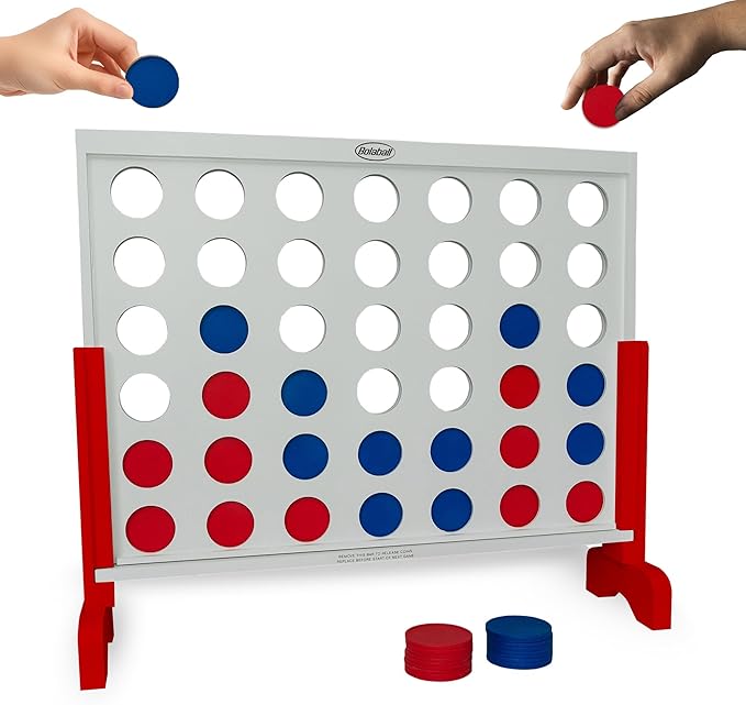 Bolaball Giant Wooden 4-in-a-Row Game – 4FT Jumbo Connect Game for Kids & Adults, Indoor & Outdoor Fun, Durable Design for Family Gatherings, BBQs, Parties & More