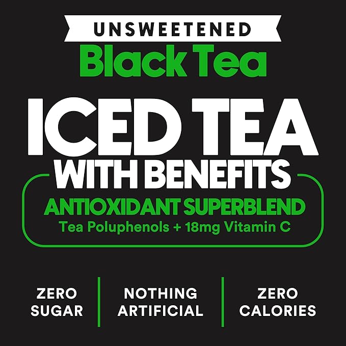 Ryl Unsweetened Black Iced Tea – Antioxidant Superblend, No Artificial Ingredients, Zero Sugar, Zero Calorie, Low Carb, Non-GMO, Kosher, Gluten Free, Made in the USA, 12-Pack, 16 Fl Oz
