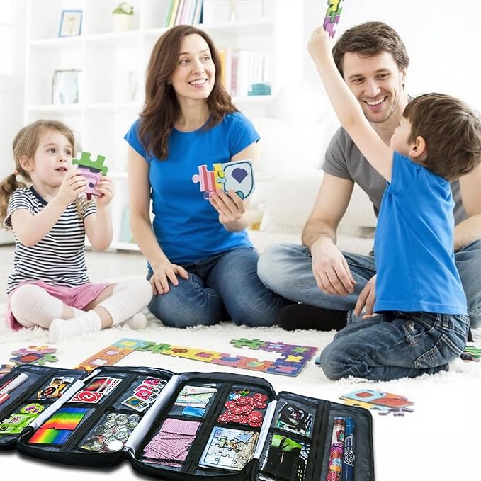 17-Pocket Board Game Organizer Carry Case - Storage & Travel Case for Games, Cards, Tokens, Dice Accessories.