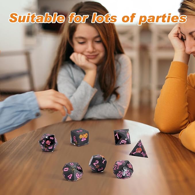 Core-Wrapped Dragon & Dungeon Dice - Heart, Skull, Pumpkin, D20, W20, Sharp Corners, Polyhedral Role Playing Gaming Dice