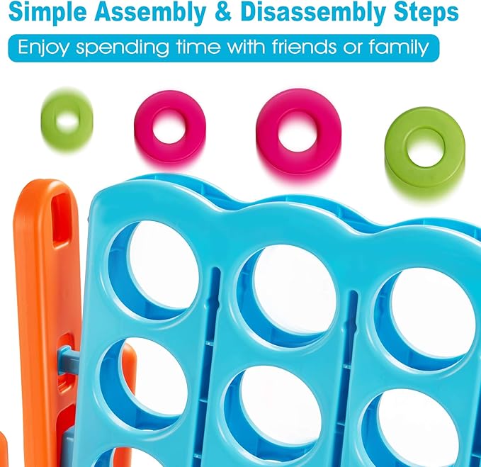 Costzon Giant 4-in-A-Row, Jumbo 4-to-Score Giant Game Set for Kids & Adults, Indoor Outdoor Yard Connect Game, 3.5FT Tall with 42 Jumbo Rings & Quick-Release Slider, Perfect for Family & Party Games