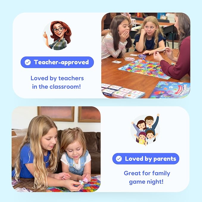 The Fidget Game SquishyLand in Rainbow Reef - Educational & Phonics Learning Activities for Children in Pre-K to 2nd Grade - Mochi Squishy Toys Set with Board Game (2-6 Players) & Card Packs Included