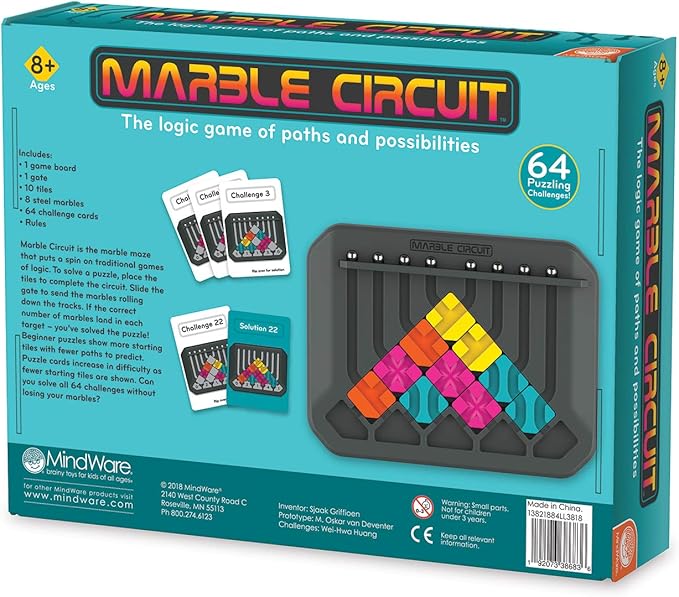 MindWare Marble Circuit Puzzle, Logic Game with 64 Challenges, Brainteaser Game for Ages 8 & Older