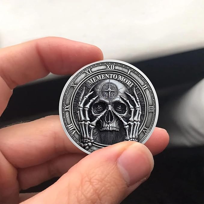 Memento Mori Coin Momento Mori Coin Skull Coin Stoic Gifts Memento Mori Calendar Living Memento Mori Amor Fati Coin (Facepalm Skull)