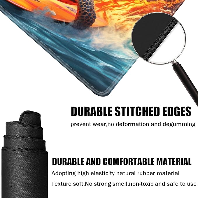 Board Game for TCG Playmat Table Mats Games Size 60X35 cm Mousepad Compatible for MTG RPG CCG Trading Card Game Play mats with 6 Dice (Playmat 148) Sea Turtle