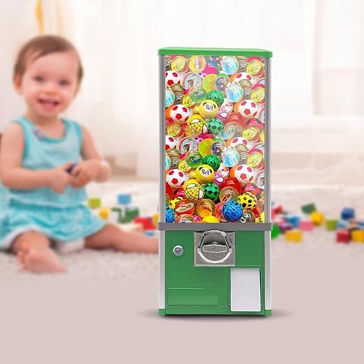 Vending Machine, Candy Gumball Machine Huge Load Capacity Gumball Bank Candy Buy Vending Machine Ball Diameter 1.06-1.77 Inch for Retail Stores Game Stores 10.24x10.24x25.2 in (Dark Green)
