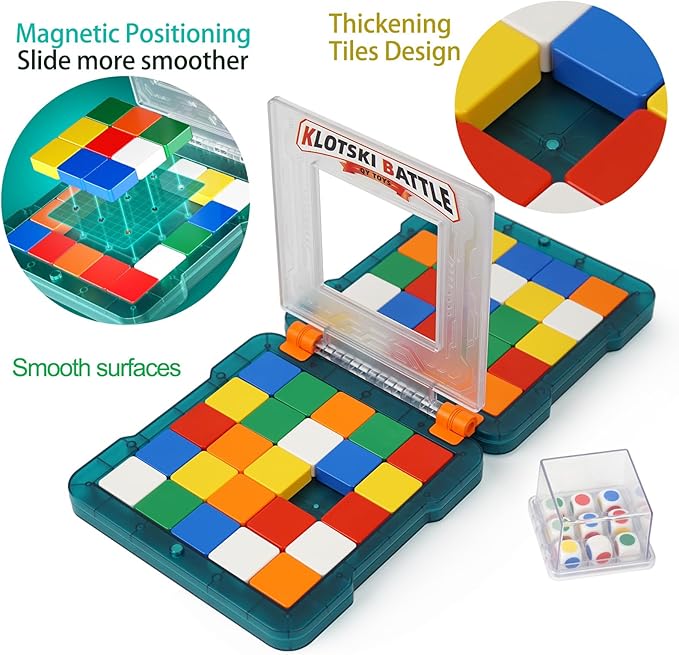 Race Game, Fast-Paced Brain Teaser Travel Board Games for Kids and Adults, Shape Matching Head to Head Super Slide Puzzle Game for Two Player, Magic Block for Family Game Night, Ages 6+