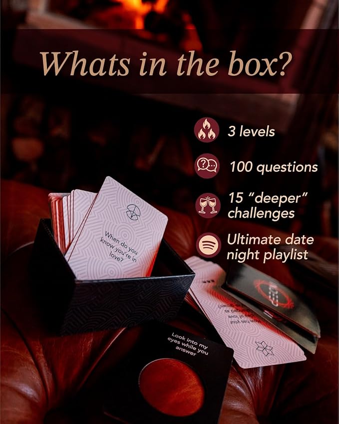 Couples Game - Unique Conversation Cards w/Deeper Challenge Layer - Romantic Couple Games for Date Night, Intimacy & Connection - Couples Gift for Him & Her - Anniversary or Valentine’s Day