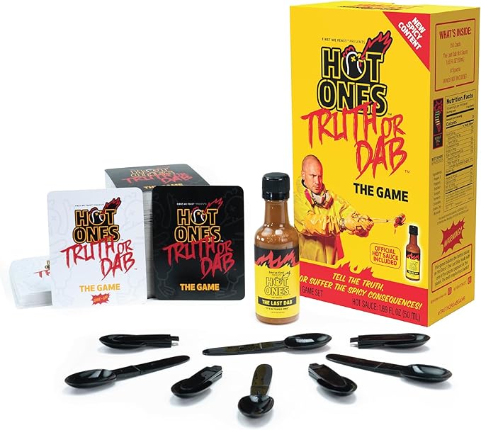 Wilder Games Hot Ones Truth or Dab The Game - Hot Sauce Included (Ages 17+)