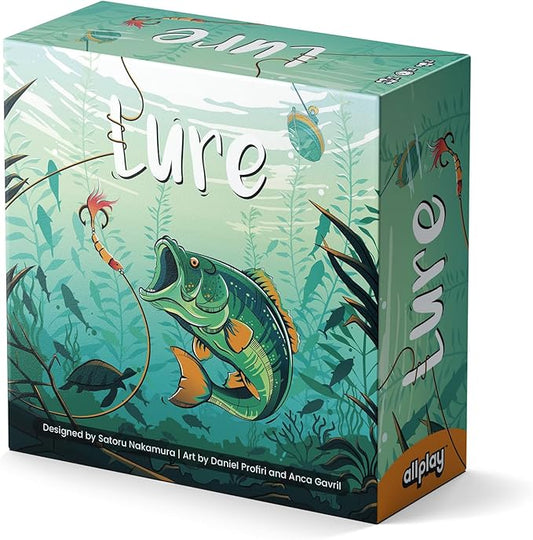 ALLPLAY Lure Board Game for Adults or Families - Wager Dice to Roll and Catch Fish - Push Your Luck with Less Dice Or Secure The Catch - 1-Minute to Teach - 15 Minutes Play Time - 2 to 5 Players