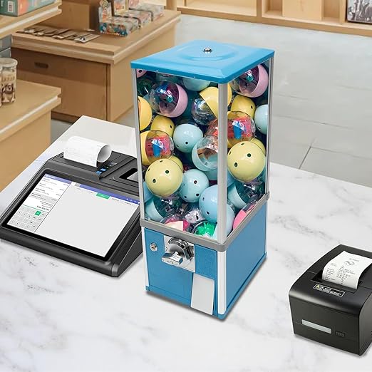 Candy Vending Machine, 1.06-1.77in Toy Capsule Vending Machine, Commercial Gumball Vending Machine, Candy Vending Machine for Home, Gaming Stores 10.24 * 10.24 * 25.2 in (Blue)
