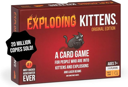 Exploding Kittens Original Edition - Hilarious Game for Family Game Night - Funny Card Games for Ages 7 and Up - 56 Cards - 2-5 Players - 15 Minutes of Play