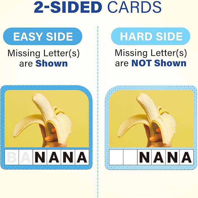 BenBen Spelling Games with 224 Flashcards, 2-4 Players, Learning Games for Kids Ages 4-8, Educational Toys for Kindergarten 1st 2nd 3rd Grade, Preschool Classroom Must Haves