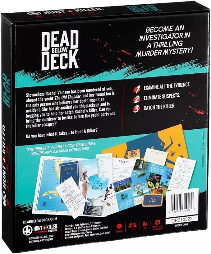 Hunt A Killer: Dead Below Deck, Solve a Murder on a Yacht, Mystery Box Game for True Crime Fans, Murder Mystery Game for Adults, Play True Detective and Crack Unsolved Mysteries, Designed for Ages 14+