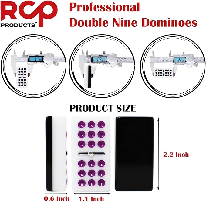 Dominos Set for Adults – Professional Double 9 Dominoes Set of 55 Tiles, Metal Spinner, Classic and Travel Board Game with Wood Case Juegos de Mesa (Black)