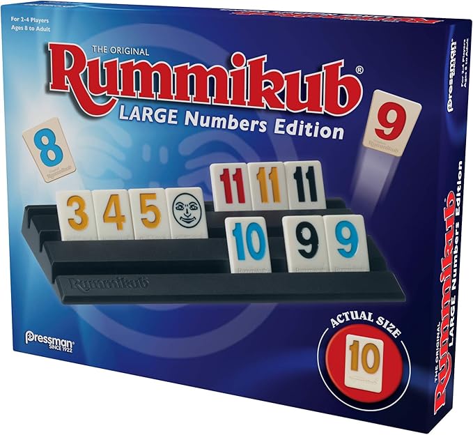 Pressman Rummikub Large Numbers Edition - The Original Rummy Tile Game Blue, 5"