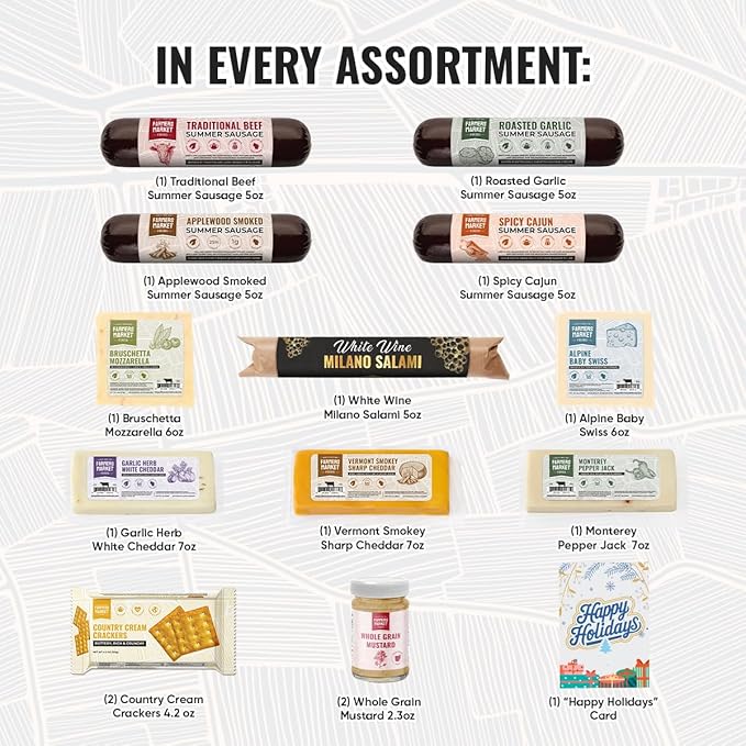 Holiday Charcuterie Gift Box, Wisconsin Cheese and Sausage, Farmers Market, Christmas and Thanksgiving Gift Basket, Festive Selection