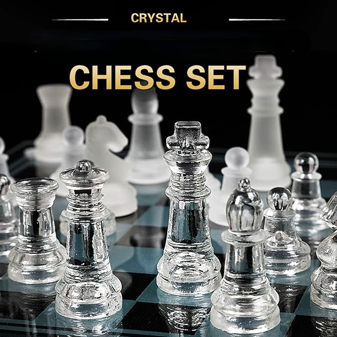 Glass Chess Board Anti-Broken Elegant Glass Chess Pieces Chess Game Chess Set Chess Game