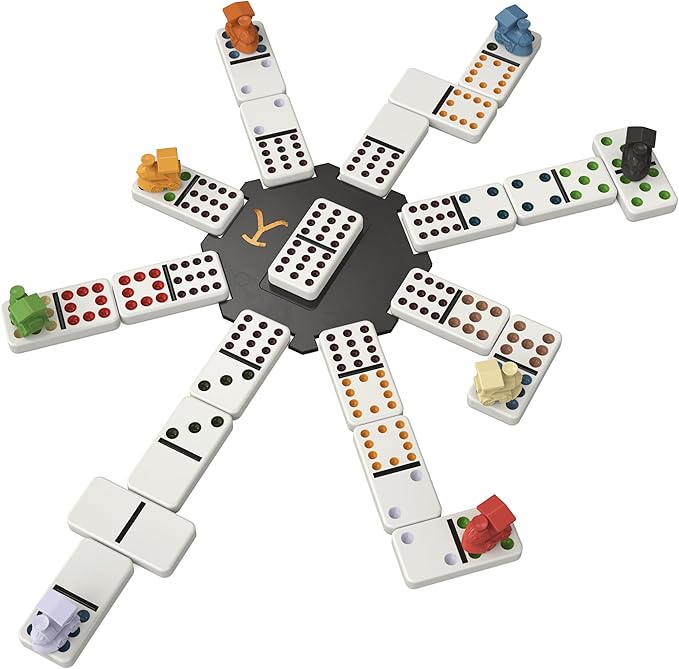 Spin Master Games, Yellowstone Mexican Train Dominoes Set, Classic Tile Board Game in Wood Case for Family Game Night, Modern Dominoes, for Adults and Kids, 2-8 Players Ages 8 & Up