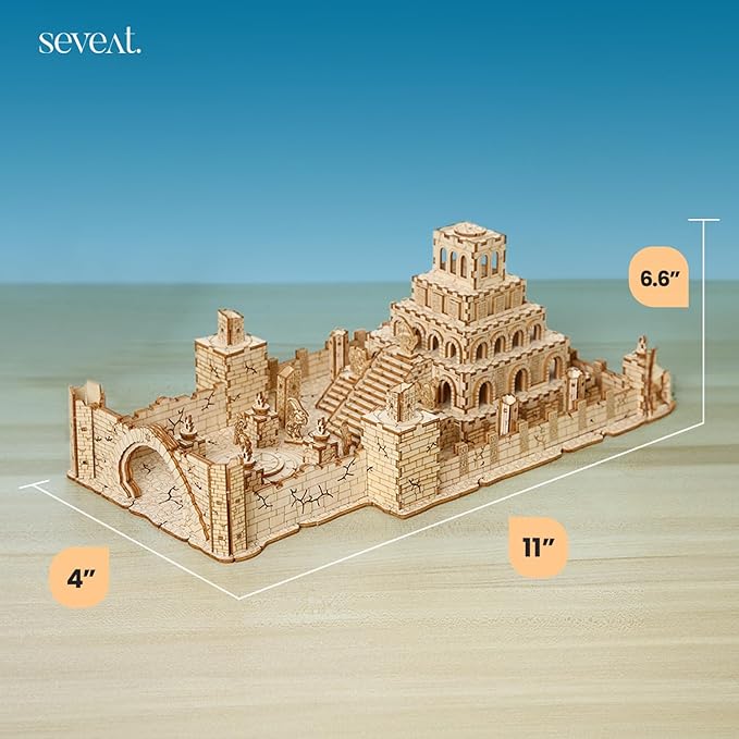 3D Puzzles for Adults & Teens – 235-Piece Wooden DIY Ancient Temple Ruins Wooden Model for Adults to Build, Brain-Teasing Puzzle Game for Any Occasion (Ruins)