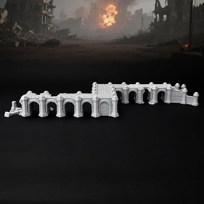 AF687 Broken Viaduct – DND Terrain for Dungeon Masters, 28PCS RPG Starter Set with Modular Bridge Ruins, Perfect Beginner Bundle for TTRPG and Tabletop Campaigns - Role Playing Buildings
